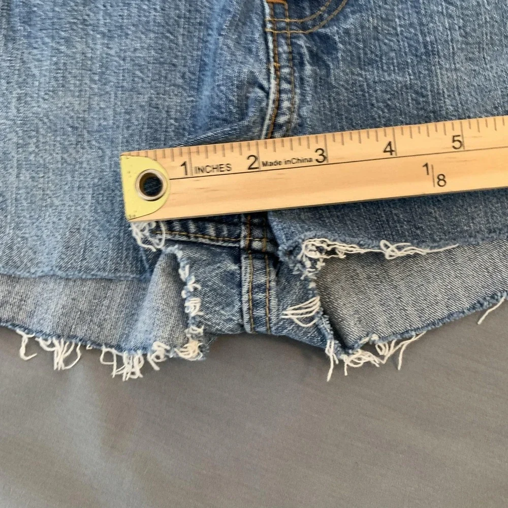 Levis Denim Shorts Womens 8 Lot Of 2 Black Blue‎ Cutoff Frayed Hem Stretch